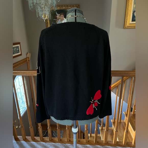 Michael Simon L XL heart Bugs Ant butterfly spider sweater cardigan - Picture 4 of 8
